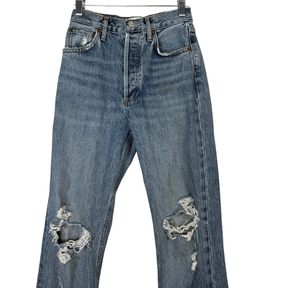 Agolde 90's Pinch Waist Jeans in Rule Womens 23 Distressed Denim High Waisted